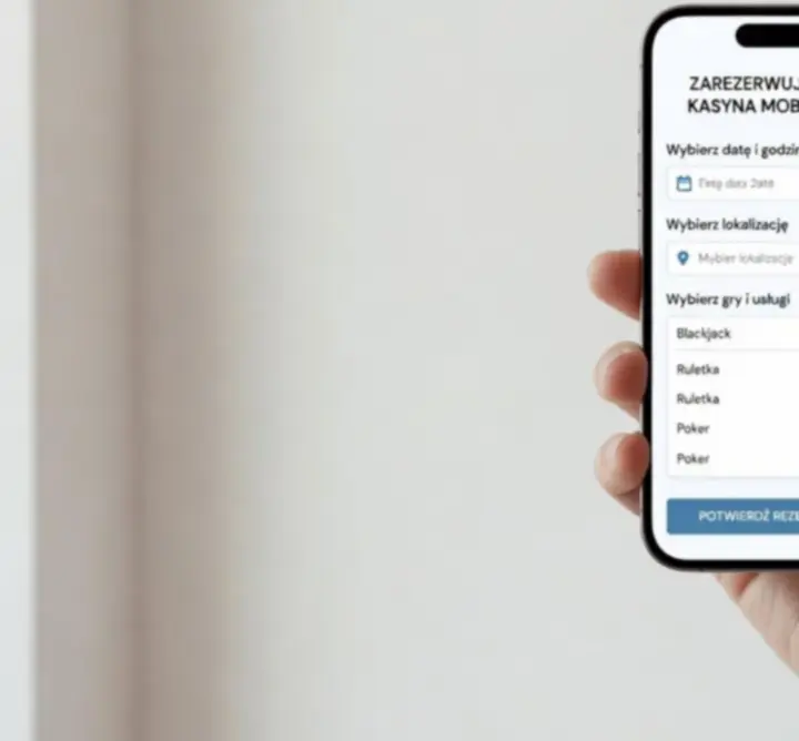 Interfejs rezerwacji mobilnego kasyna TRG ELEVATOR Grzegorz Pizun na smartfonie