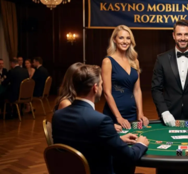 Profesjonalny krupier TRG ELEVATOR Grzegorz Pizun prowadzący grę przy stole pokerowym